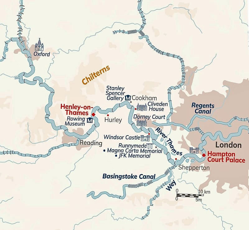 Map of the river thames, england