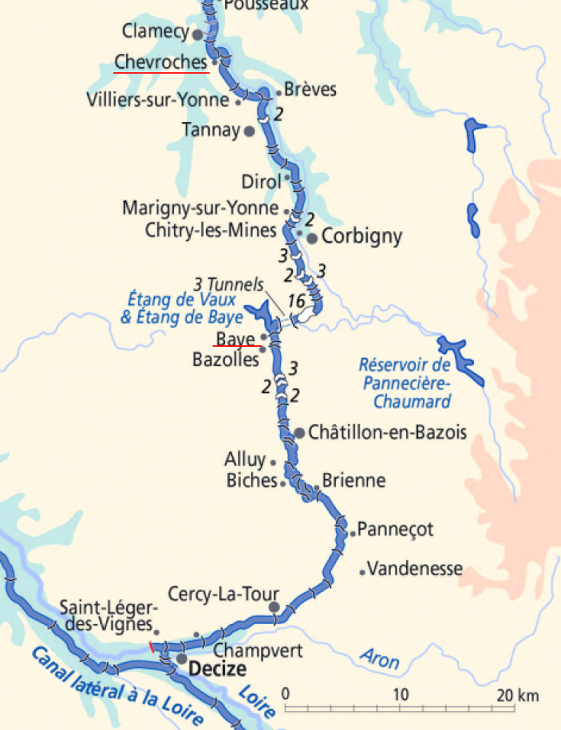 map of L'Art de Vivre's itinerary Standard barge cruise barging in France