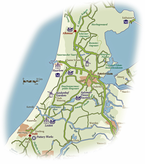 Hotel Barge Panache - Holland Dutch Tulip Cruise itinerary map
