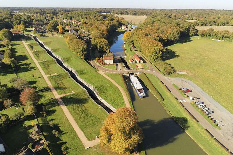 French Barge Renaissance - Aerial view of Rogny-les-Sept-EclusesCruising the Upper Loire and Western Burgundy regions of France
