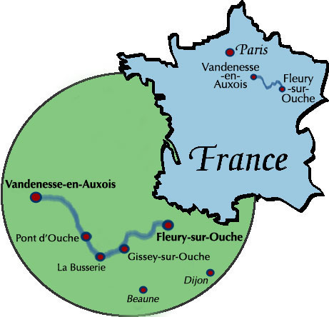 French hotel barge Savoir Vivre - Burgundy itinerary map