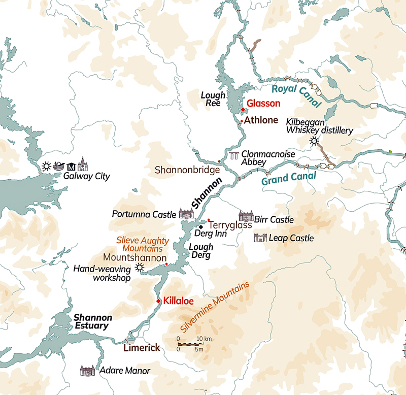 Shannon Pricess - Shannon River Ireland itinerary map