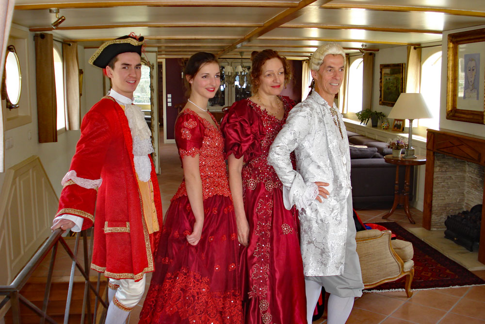 Fancy dress night aboard hotel barge Aurora