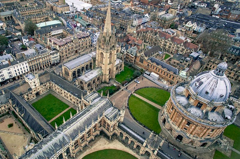 Aerial view of Oxford college