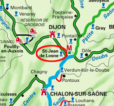 saint jean de losne map - www.BargeCharters.com
