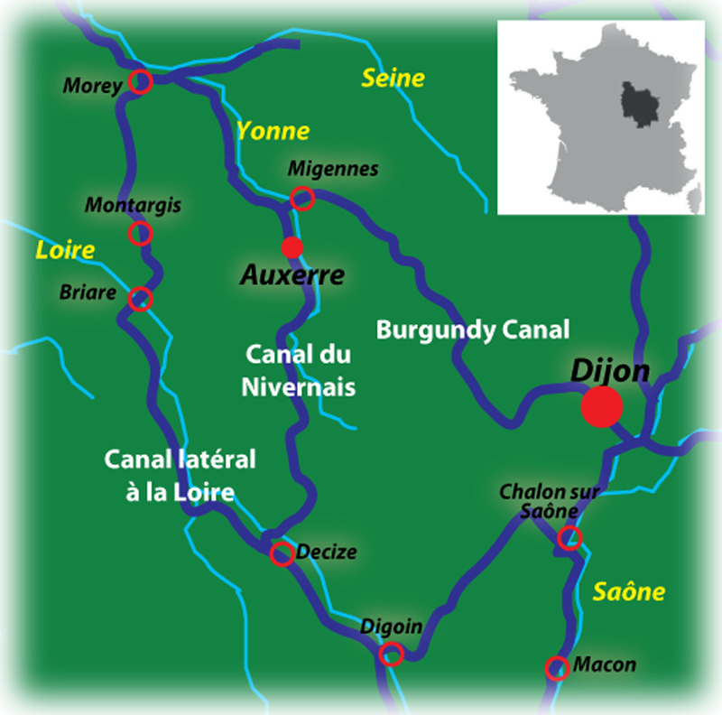 Canal de Bourgogne map